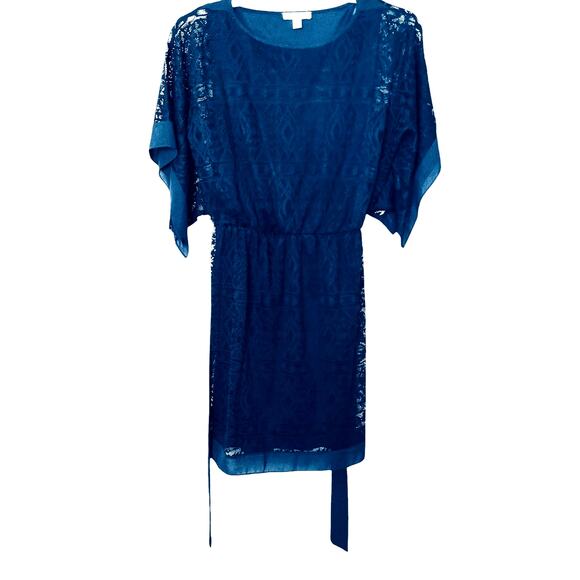 ESTABLISHED 1962 LACE, MIDI, FIT/FLARE, WAIST DRESS, WOMENS, 8, NAVY BLUE, SASH - Picture 2 of 12